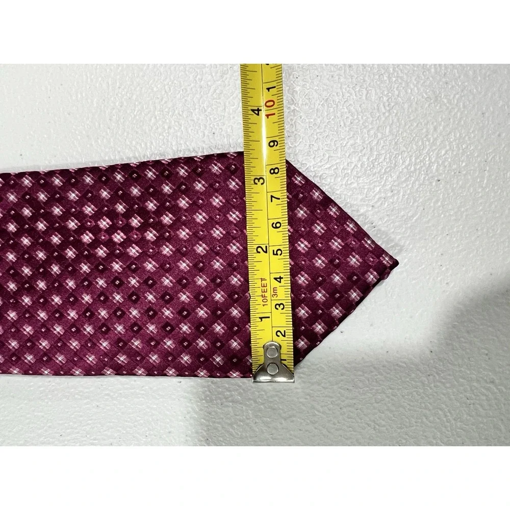 Michael Kors Men's Pointed Woven Tie Burgundy Pink Geometric One Size